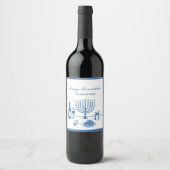 Whimsical Hand Drawn Hanukkah Party Trendy Custom Wijn Etiket (Voorkant)