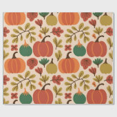 Whimsical Hand-Drawn Herfst Halloween Pompoen Seam Cadeaupapier (Vlak)