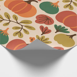 Whimsical Hand-Drawn Herfst Halloween Pompoen Seam Cadeaupapier