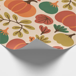 Whimsical Hand-Drawn Herfst Halloween Pompoen Seam Cadeaupapier