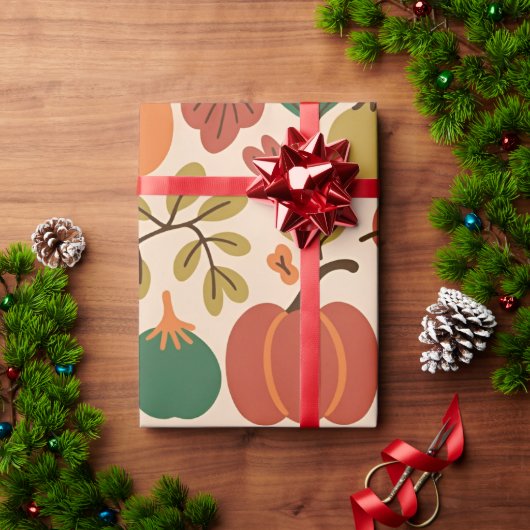 Whimsical Hand-Drawn Herfst Halloween Pompoen Seam Cadeaupapier (Feestdagen Geschenken)