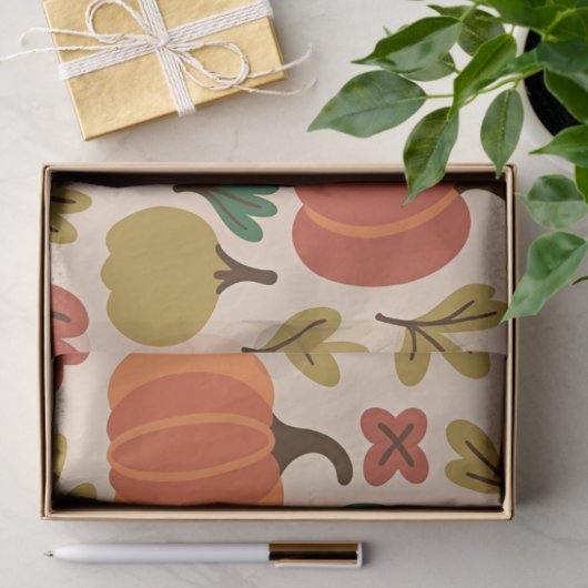 Whimsical Hand-Drawn Herfst Halloween Pompoen Seam Tissuepapier (Geschenk)