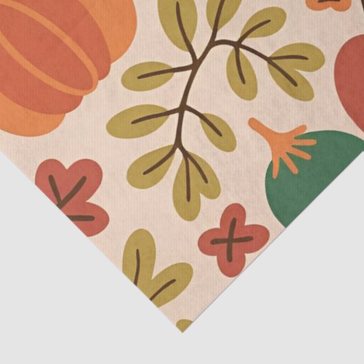 Whimsical Hand-Drawn Herfst Halloween Pompoen Seam Tissuepapier (Detail)