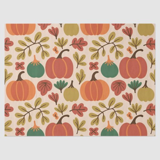 Whimsical Hand-Drawn Herfst Halloween Pompoen Seam Tissuepapier (Voorkant)