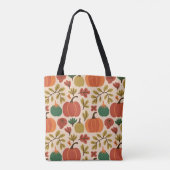 Whimsical Hand-Drawn Herfst Halloween Pompoen Tote Bag (Achterkant)