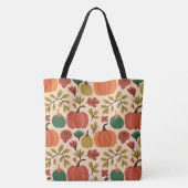 Whimsical Hand-Drawn Herfst Halloween Pompoen Tote Bag (Achterkant)