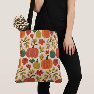 Whimsical Hand-Drawn Herfst Halloween Pompoen Tote Bag