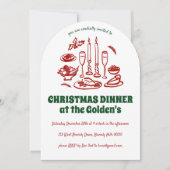Whimsical Hand Drawn Holiday Dinner Party ARCH Kaart (Voorkant)