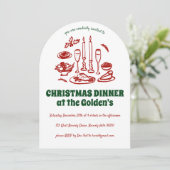 Whimsical Hand Drawn Holiday Dinner Party ARCH Kaart (Staand voorkant)