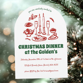 Whimsical Hand Drawn Holiday Dinner Party ARCH Kaart
