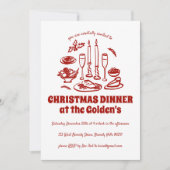 Whimsical Hand Drawn Holiday Dinner Party Kaart (Voorkant)