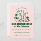 Whimsical Hand Drawn Holiday Dinner Party Kaart (Voorkant)