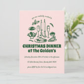 Whimsical Hand Drawn Holiday Dinner Party Kaart (Staand voorkant)
