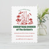 Whimsical Hand Drawn Holiday Dinner Party Kaart (Staand voorkant)