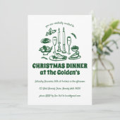 Whimsical Hand Drawn Holiday Dinner Party Kaart (Staand voorkant)