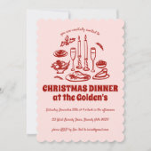 Whimsical Hand Drawn Holiday Dinner Party Kaart (Voorkant)