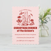 Whimsical Hand Drawn Holiday Dinner Party Kaart (Staand voorkant)
