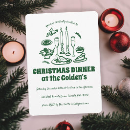 Whimsical Hand Drawn Holiday Dinner Party Kaart