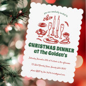 Whimsical Hand Drawn Holiday Dinner Party Kaart