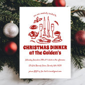 Whimsical Hand Drawn Holiday Dinner Party Kaart