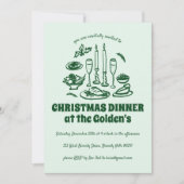 Whimsical Hand Drawn Holiday Dinner Party Kaart (Voorkant)