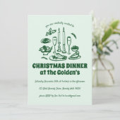 Whimsical Hand Drawn Holiday Dinner Party Kaart (Staand voorkant)