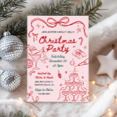 Whimsical Hand Drawn Holly Jolly Christmas Party Kaart