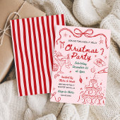 Whimsical Hand Drawn Holly Jolly Christmas Party Kaart