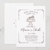 Whimsical Hand Drawn Illustration Wedding Kaart (Voorkant / Achterkant)