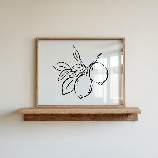 Whimsical Hand-Drawn Ink Lemon Branch Art Poster