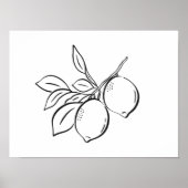 Whimsical Hand-Drawn Ink Lemon Branch Art Poster (Voorkant)
