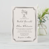 Whimsical Hand-Drawn Ivory Wedding Invitation Aankondiging (Staand voorkant)