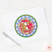 Whimsical Hand Drawn kerstontbijtkoek Ronde Sticker (Envelop)