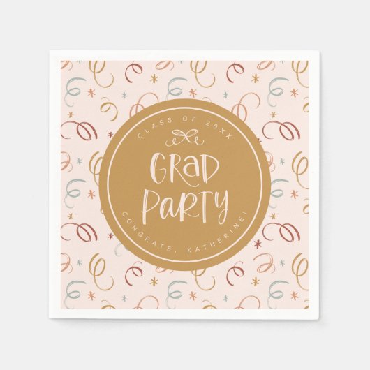 Whimsical Hand Drawn Kleurrijke Confetti Afstudeer Servet (Voorkant)