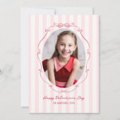 Whimsical Hand Drawn Lijst Roze Strepen Feestdagenkaart (Voorkant)