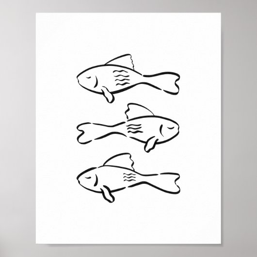 Whimsical Hand-Drawn Mediterranean Fish Art Poster (Voorkant)