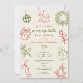 Whimsical hand drawn Merry little baby shower Kaart (Voorkant)
