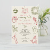 Whimsical hand drawn Merry little baby shower Kaart (Staand voorkant)