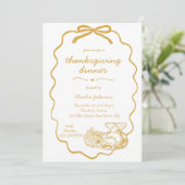 Whimsical Hand Drawn Modern Thanksgiving Diner Kaart (Staand voorkant)