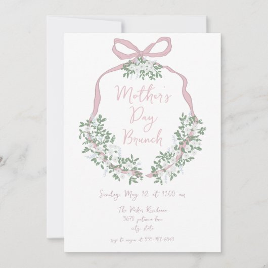 Whimsical Hand Drawn Moederdag Brunch Invitation Kaart (Voorkant)