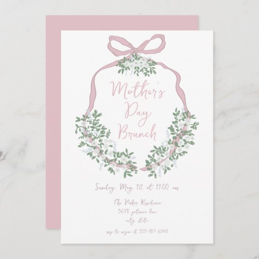 Whimsical Hand Drawn Moederdag Brunch Invitation Kaart (Voorkant / Achterkant)