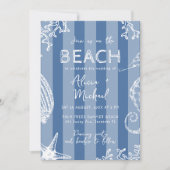 Whimsical hand drawn nautical coastal wedding  kaart (Voorkant)