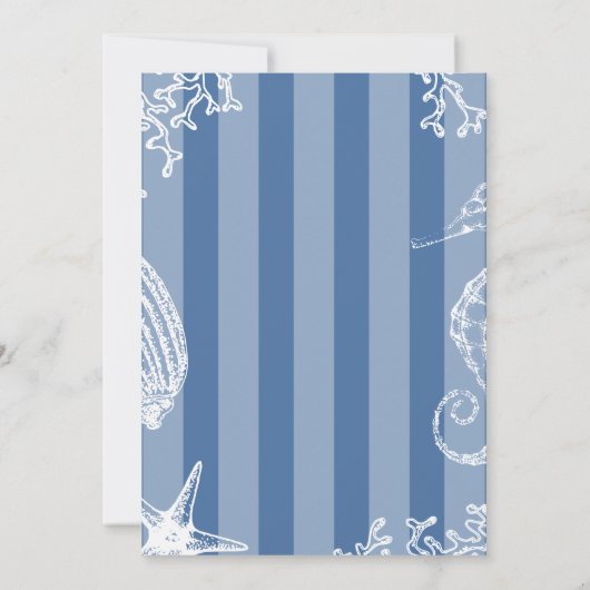 Whimsical hand drawn nautical coastal wedding  kaart (Achterkant)