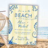 Whimsical hand drawn nautical coastal wedding  kaart