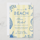 Whimsical hand drawn nautical coastal wedding  kaart (Voorkant)