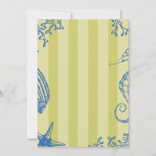 Whimsical hand drawn nautical coastal wedding  kaart (Achterkant)