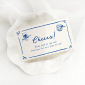 Whimsical Hand Drawn Navy Blue Drink Ticket Informatiekaartje