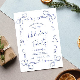 Whimsical Hand Drawn Navy Business Holiday Party I Kaart