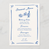 Whimsical Hand Drawn Navy Trouwdessert Menu (Voorkant)