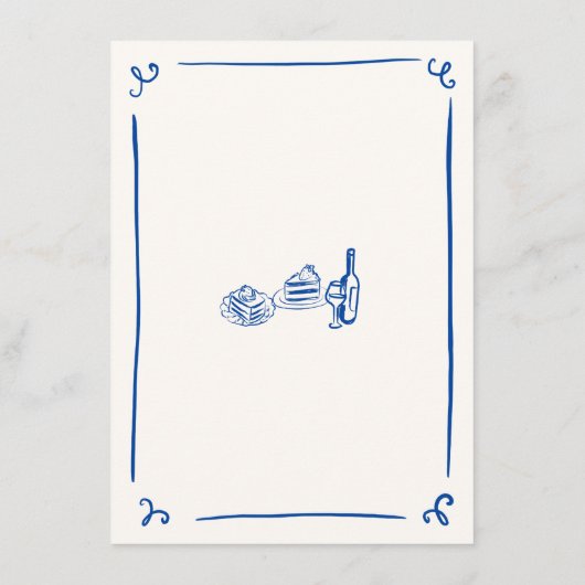 Whimsical Hand Drawn Navy Trouwdessert Menu (Achterkant)